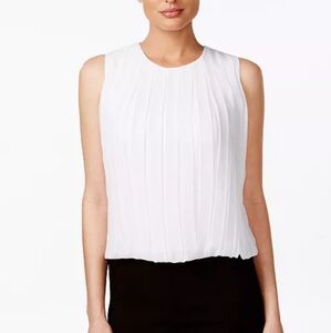 Calvin KleinSleeveless Pleated Blouse‎ White Size 3X